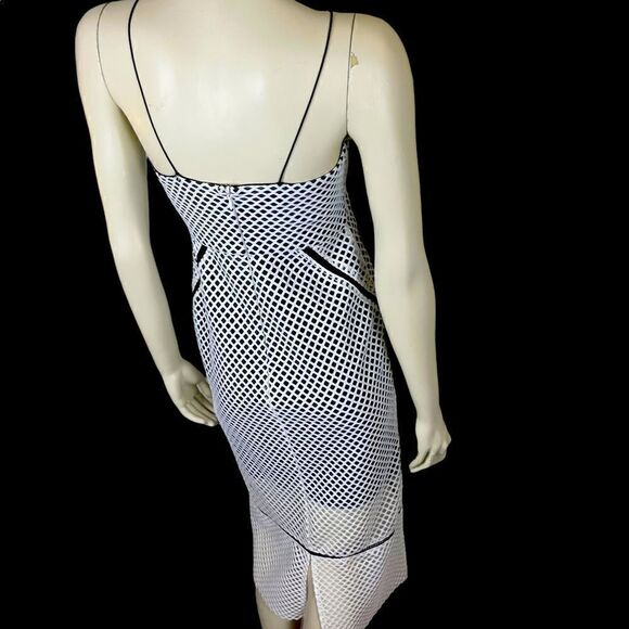TopShop Black Slip Dress with White Mesh Overlay Size 6 - Picture 10 of 12